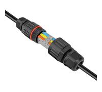 Conector de cable impermeable al aire | Nailon retardante de llama, contactos de níquel, IP68, -40 °C ~ 95 °C | 2 en 2/3 en 3 tornillos tipo bloqueo, 32 A/250 V, cable europeo, cable duro y