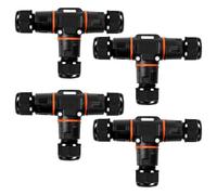 Conector de cable impermeable de 3 pines, 4 unidades en forma de T, IP68, caja de distribución, conector de cable subterráneo para diámetro de cable de 3 a 12 mm de diámetro, conector de cable