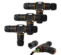Conector de cable resistente al agua IP68, 3 conectores de cable de 3 pines, caja de distribución en forma de T, manguito de conexión, resistente al agua, para diámetro de cable de 3 - 12 mm de