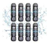 Conector de cable resistente al agua IP68 para diámetro de cable de 5 - 12 mm de diámetro, cable subterráneo de 3 pines, caja de conexión, caja de distribución exterior negra para jardín, exterior,