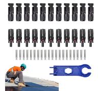 Conector de cable solar | 10 pares de conectores de cable solar MC4 | Kit de conexiones con herramientas de engarzado machos y hembras Terminales premontados, tornillos deslizantes Interffs de