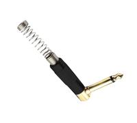 Conector de canal único de 0,25 pulgadas (6,35 mm), codo auxiliar para guitarra eléctrica, micrófono, adaptador de resorte en ángulo recto