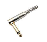 Conector de canal único de 0,25 pulgadas (6,35 mm), codo auxiliar para guitarra eléctrica, micrófono, adaptador de resorte en ángulo recto