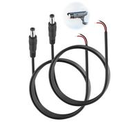 Conector de CC 12V de 1 m y 18 AWG Paquete de 2 Macho de CC de 5,5 × 2,1 mm a Extremo de Cable Desnudo Abierto Adecuado para Mantenimiento de Energía Cámaras de Vigilancia CCTV DVR y Tiras de Lu