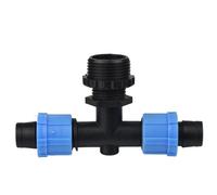 Conector de cinta de goteo de 5/8 pulgadas, divisor en T, acoplamiento de codo, riego por goteo de jardín, manguera de bloqueo extraíble de rosca de 16mm, 2 uds.(F-Tee-2pcs)