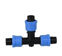 Conector de cinta de goteo de 5/8 pulgadas, divisor en T, acoplamiento de codo, riego por goteo de jardín, manguera de bloqueo extraíble de rosca de 16mm, 2 uds.(D-Tee-2pcs)