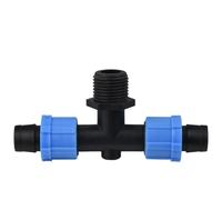 Conector de cinta de goteo de 5/8 pulgadas, divisor en T, acoplamiento de codo, riego por goteo de jardín, manguera de bloqueo extraíble de rosca de 16mm, 2 uds.(E-Tee-2pcs)