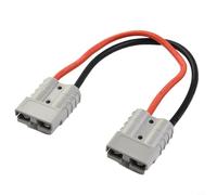 Conector de cobre revestido de plata, 50 A, 600 V CC, juego de cable de carga resistente, carcasa de policarbonato para batería, solar, caravana, camping, gris, 1 unidad (50 cm)