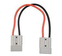 Conector de cobre revestido de plata, 50 A, 600 V CC, juego de cable de carga resistente, carcasa de policarbonato para batería, solar, caravana, camping, gris, 1 unidad (100 cm)