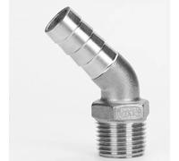 Conector de codo de acero inoxidable de 45°, conector macho de 1/2 "y 3/8" a conector de tubería de espiga for manguera de 6mm-25mm, acero inoxidable 304, 1 Uds.(1/2inchx20mm)