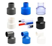 Conector de codo reductor de PVC de 20/25/32/40/50 mm de 90 grados for riego de jardín, adaptador recto for acuario y pecera.(Transparent Straight,50-25mm 1PC)