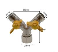 Conector de colector de 3 vías para manguera de entrada, 1/para 2 pulgadas con válvulas de bola de parada (estilo Y)
