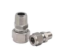 Conector de compresión de anillo de doble virola de acero inoxidable SS 304, tubo de 6mm ~ 25mm a conector macho NPT de 1/8 ", 1/4", 3/8 "y 1/2", 1 Uds.(Pipe 12.7mm,1/4")