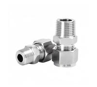 Conector de compresión doble férula acero inoxidable 304, diámetro exterior tubo 6, 8, 10 y 12 mm, adaptador rosca macho BSPP G 1/8", 1/4", 3/8" 1/2"(3mm,1-4 BSPP)