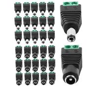 Conector de enchufe de 32 piezas de 12 V 5.5 mm x 2.1 mm Conectores de barril de CC masculino/femenino para la tira LED CCTV Camina de seguridad Cable Controlador Conaptador de cañón