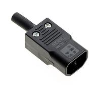 Conector de Enchufe IEC C14 Recableable, Negro, Recto - Conector de Adaptador de Toma de Corriente AC AC110 250V 10A Terminales de 3 Pines Montaje en Panel Macho en Línea