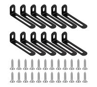 Conector de esquina de 12 piezas con tornillos de 24 piezas, soporte de estantería, soporte de montaje en ángulo ajustable, conector de esquina en forma de L (negro)