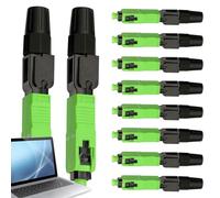 Conector De Fibra Óptica Rápida,SC/APC 10 Piezas | Herramientas Cable para Centros de Datos Domésticos Estaciones de Comunicación Usuarios Profesionales
