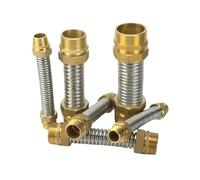 Conector De Fuelle De Metal Flexible Con Cabeza De Cobre, Manguera Roscada BSP De Acero Inoxidable 304 for Fan Coil Y Suministro De Agua De CA Central, 1 Pieza(1-1/2" (DN40),20cm)