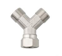 Conector de grifo de cobre en forma de Y de doble salida adaptador de 1/2 pulgada para lavavajillas y lavadora, divisor de fontanería, color plateado