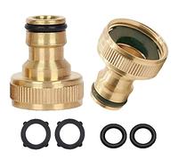 Conector de grifo de latón para grifos de 1/2'' y 3/4'', 2 en 1 Adaptador Manguera Grifo, Conector Manguera para grifo de rosca para yarda/lavadora (TC01)