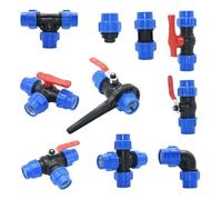 Conector de grifo de tubo de plástico PE, divisor de agua en T, acoplador de riego de válvula rápida, conector de codo recto, 20/25/32/40/50/63mm(Red,32mm)