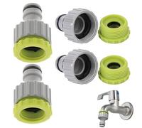 Conector de grifo Gardena de 4 piezas, adaptador de conexión de manguera de jardín, conector de grifo de jardín 2 en 1 de 1/2 pulgada y 3/4 pulgada, conexión de grifo, para riego de jardín (verde)