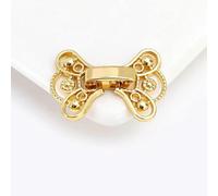 Conector de latón de 16 x 23,0 mm para hacer pulseras y collares, cierre de gancho con textura de flor chapado en oro de 18 quilates, material de joyería DIY, chapado en oro de 18 quilates, 3 piezas