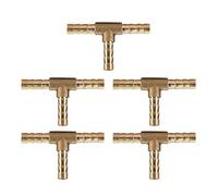 Conector de latón en T, 5 accesorios de manguera T para manguera de aire/agua/aceite/gas, junta de manguera de latón 6/8/10/12 mm (6 mm)