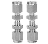 Conector de mamparo, 2 piezas, accesorio de compresión de doble férula en acero inoxidable 316, unión de montaje en pared resistente a alta presión para líneas de agua, gas y (F1/8)