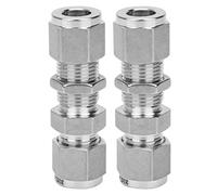 Conector de mamparo, 2 piezas, accesorio de compresión de doble férula en acero inoxidable 316, unión de montaje en pared resistente a alta presión para líneas de agua, gas y (FZ/8)