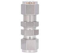 Conector de mamparo con unión de compresión de doble férula de acero inoxidable 316, unión resistente a alta presión para penetración en pared, adecuada para líneas de agua, gas y (F12)
