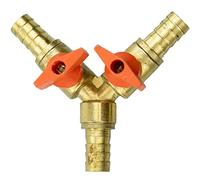 Conector de manguera de 3 vías en forma de Y con clips de manguera de acero inoxidable, ajuste de válvula de bola de 3 vías de intersección de unión, manguera de agua, aceite y gas a jardín
