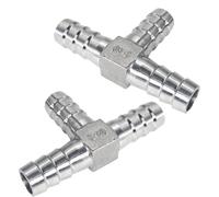 Conector de manguera de acero inoxidable de 8 mm, en forma de T, junta divisora de 3 vías para combustible, gas, agua, aire (paquete de 2)