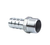 conector de manguera de acero inoxidable invertido Adaptador de manguera con púas SS304, rosca macho BSP 1/2", 3/4" y 1", reductor tipo pagoda for tubería(6MM*3/8INCH)