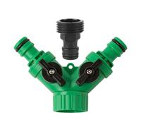 Conector de manguera de agua - Bradas de dos vías con válvula de control de flujo | Dreienwege Adaptador de doble grifo para riego | para mangueras robustas para espacios verdes del lav