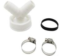 Conector de manguera de desagüe de lavadora en forma de Y, adaptador de 1 pulgada a 1-1/2 pulgadas, de plástico con abrazaderas para lavadora y lavavajillas para drenaje común en un tamaño compacto (1