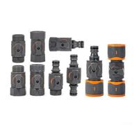 Conector de manguera de jardín con válvula reguladora, acoplamiento de tope de agua de plástico para aspersores lavadoras a presión, conexión rápida con válvula de bola, juntas roscadas de 6 puntos