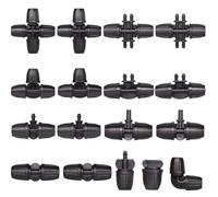 Conector de manguera de jardín de 3/8" a 1/4", 8/11" a 4/7 mm, con púas, codo recto, adaptador de tubería, accesorio de irrigación, 10 unidades(End Plugs)