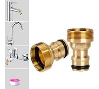 Conector de manguera de jardín interior - hembra (22 mm) a macho (24 mm) - Conector de grifo de latón - Ideal para baño y fregadero de cocina