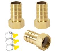 Conector de Manguera de Latón, 3 Piezas de 19 mm con Púas x 1/2" Hembra Adaptador de Tubo Roscado, Accesorios de Púas de Manguera de Latón con Abrazaderas para Agua, Gas, Aire