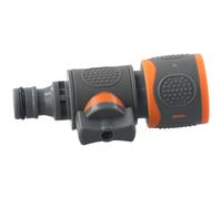 Conector de manguera en línea con interruptor de válvula manual para controlar el flujo de agua de salida en entornos domésticos e industriales ligeros