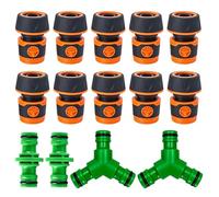 Conector de manguera, juego de acoplamiento de manguera con conector de manguera de 3/4 pulgadas de 1/2 pulgadas, conector antideslizante para manguera de jardín, adaptador de manguera de jardín para