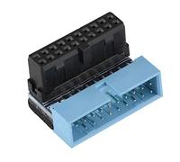 Conector de placa base de 19 pines, USB 3.0 universal de 19 pines/20 pines macho a hembra Placa adaptadora de corriente en ángulo recto con giro en L, cabezal interno de placa base de 19 pines en ángu