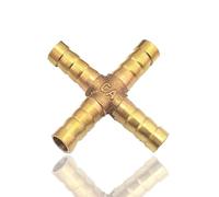 Conector de púas de 8 mm, 4 vías de latón macizo en X, adaptador de conector para combustible, aire, agua, gas, aceite (paquete de uno)