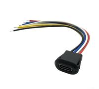 Conector de puerto de alimentación de 6 pines tipo C hembra de carga impermeable con aislamiento recubierto de goma para un funcionamiento seguro al aire libre (negro)