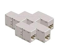 Conector de red, 5 unidades, adaptador para cables de red de Cat.6, conector apantallado RJ45 hembra, BU/BU de metal, diseño cuadrado