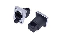 Conector de red RJ45 a prueba de agua de 10 piezas con cubierta de goma IP65 8p8c conector Ethernet RJ45 D for montaje en panel(10xAngle socket)