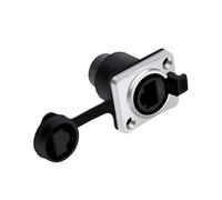 Conector de red RJ45 con cubierta de goma, 8 pines, 8 conectores, montaje en panel, conector Ethernet RJ45, 1 unidad(Black Cover)