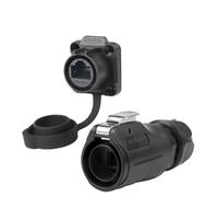 Conector de señal de Cable RJ45 LP20 PBT de plástico, Resistente al Agua IP68, CAT6, for Montaje en Panel, Interfaz de Red Ethernet, 1 Unidad(Set c)